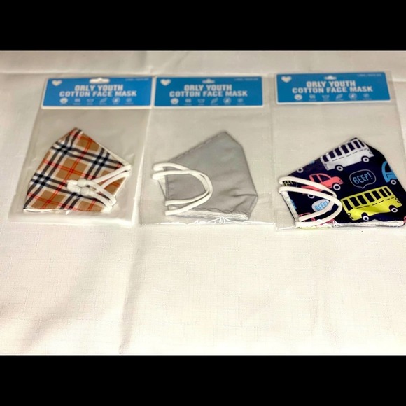 Orly Youth Kids Cotton Set of 3 Face Masks Plaid - Picture 1 of 5